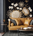 Fashionable Gold Flowers Wallpaper Smart