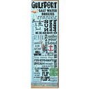 Gulfport Blue Word Collage | Wall Art Print on Real Wood