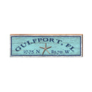 Gulfport, FL Sand Dollar Blue Latitude Longitude | Wall Art Print on Real Wood