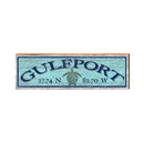 Gulfport Sea Turtle Blue Latitude Longitude | Wall Art Print on Real Wood