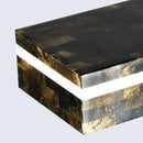 Decorative Storage Box Bone & Resin Inlay in 10x4x2.5 Inch, Black & White