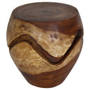 Haussmann Wood Barrel Puzzle Drum Table 18 DIA x 18 in Height Walnut Oil