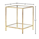 Square Accent Side Table Gold Metal Frame Glass Top Bottom Shelf Sofa Table