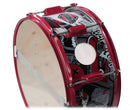 GRIFFIN Snare Drum Birch Wood Shell 14 X 6.5 Inch | Oversize 2.5" Large Vents & Custom Graphic Wrap (Limited Edition) | Red Hardware & Marching Drummers Key for Students & Pros | 8 Metal Tuning Lugs