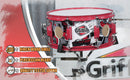 GRIFFIN Snare Drum Birch Wood Shell 14 X 6.5 Inch | Oversize 2.5" Large Vents & Custom Graphic Wrap (Limited Edition) | Red Hardware & Marching Drummers Key for Students & Pros | 8 Metal Tuning Lugs