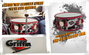GRIFFIN Snare Drum Birch Wood Shell 14 X 6.5 Inch | Oversize 2.5" Large Vents & Custom Graphic Wrap (Limited Edition) | Red Hardware & Marching Drummers Key for Students & Pros | 8 Metal Tuning Lugs