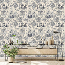 Girl and Flowers Pattern Wallpaper