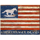 Chincoteague Island Horse American Flag | Wall Art Print on Real Wood