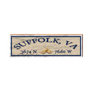 Suffolk, Virginia Peanut Latitude Longitude Sign | Wall Art Print on Real Wood