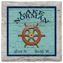 Lake Norman Boat Wheel Blue Latitude Longitude Coaster Set