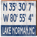Lake Norman, North Carolina Latitude Longitude Wooden Sign | Wall Art Print on Real Wood