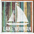 Lake Norman Sailboat Orange Boards | Wall Art Print on Real Wood