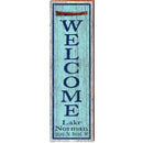 Welcome Lake Norman Red Canoe Latitude Longitude | Wall Art Print on Real Wood