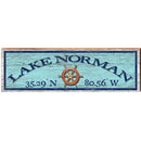 Lake Norman Boat Wheel Blue Latitude Longitude | Wall Art Print on Real Wood
