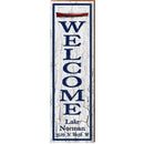 Welcome Lake Norman Red Canoe White Latitude Longitude | Wall Art Print on Real Wood