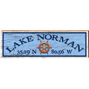 Lake Norman Boat Wheel Blue Latitude Longitude | Wall Art Print on Real Wood