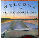 Welcome to Lake Norman Speed Boat Sunset | Wall Art Print on Real Wood