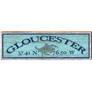 Gloucester Blue Crab Blue Latitude Longitude | Wall Art Print on Real Wood