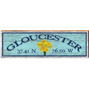Gloucester Flowers Blue Latitude Longitude | Wall Art Print on Real Wood