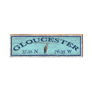 Gloucester Heron Latitude Longitude Sign | Wall Art Print on Real Wood