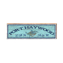 Port Haywood Blue Crab Latitude Longitude Sign | Wall Art Print on Real Wood