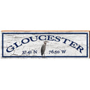 Gloucester Heron White Latitude Longitude | Wall Art Print on Real Wood