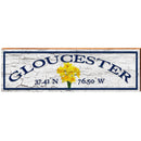 Gloucester Flowers White Latitude Longitude | Wall Art Print on Real Wood