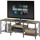 Industrial Farmhouse Metal Wood TV Stand with Media Storage Shelves