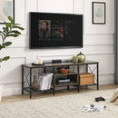 Industrial Farmhouse Metal Wood TV Stand with Media Storage Shelves