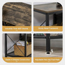 Industrial Farmhouse Metal Wood TV Stand with Media Storage Shelves