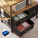 Modern Metal Wood Mobile Printer Stand Filing Cabinet with Locking Wheels