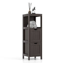 Modern Farmhouse 2-Drawer Bathroom Floor Cabinet with Shelf in Brown Wood Finish