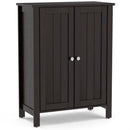 Bathroom Storage Cabinet with Adjustable Shelves in Dark Brown Wood Finish