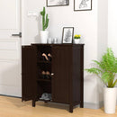Bathroom Storage Cabinet with Adjustable Shelves in Dark Brown Wood Finish