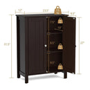Bathroom Storage Cabinet with Adjustable Shelves in Dark Brown Wood Finish