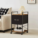 Modern Metal Wood Printer Stand Table File Cabinet with Fabric Drawer on Wheels