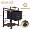 Modern Metal Wood Printer Stand Table File Cabinet with Fabric Drawer on Wheels