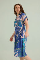 Island Breeze Shirt Dress  In Blue