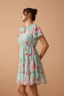 Nevaeh Floral Dress In Teal