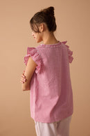 Peyton Gingham Top In  Light Pink
