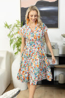 Glorious Morn Empire Waist Dress In Multicolor