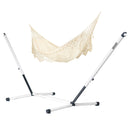 Nautico Cool Grey Brazil Latte - Organic Cotton Kingsize Hammock with Powder Coated Steel Stand