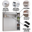Easy-Lift Queen Murphy Wall Bed in Dark Grey with Bookshelf