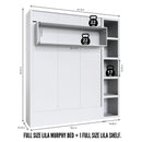 Easy-Lift Full Murphy Wall Bed in White with Shelf