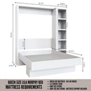 Easy-Lift Queen Murphy Wall Bed in Black with Bookshelf