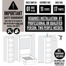 Easy-Lift Queen Murphy Wall Bed in Grey with Bookshelf