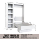 Easy-Lift Twin Murphy Wall Bed in Natural Brown Wood Grain with Bookshelf