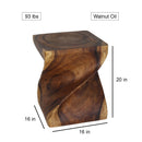 Haussmann Wood Big Twist Coffee Table 16x16x20 in Height Walnut Oil