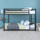 Twin over Twin size Modern Low Height Black Metal Bunk Bed