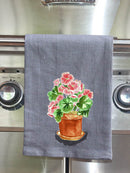 Geraniums Black Kitchen Towel